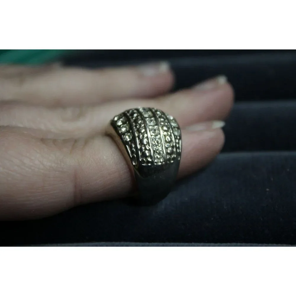 Clear‎ Rhinestone Silver Band Fashion Costume Ring Size 5